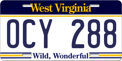 WV license plate OCY288