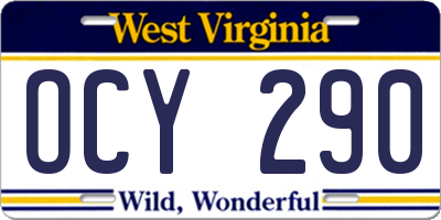 WV license plate OCY290