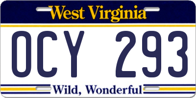 WV license plate OCY293
