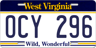 WV license plate OCY296