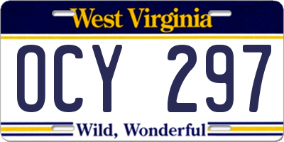 WV license plate OCY297