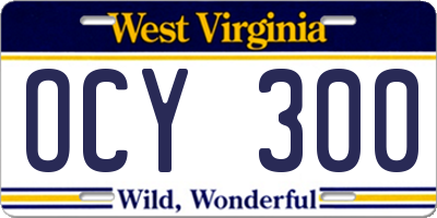 WV license plate OCY300