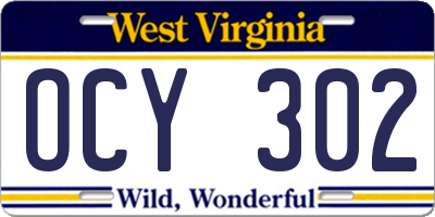 WV license plate OCY302