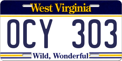 WV license plate OCY303