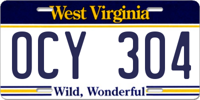 WV license plate OCY304