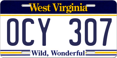 WV license plate OCY307