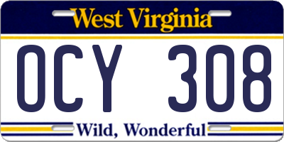 WV license plate OCY308