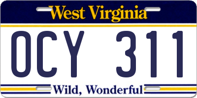 WV license plate OCY311