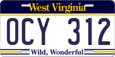 WV license plate OCY312