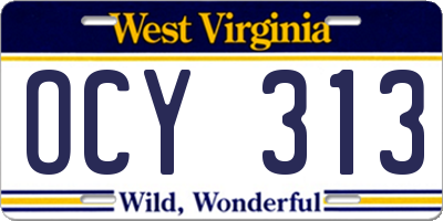 WV license plate OCY313