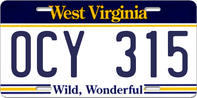 WV license plate OCY315