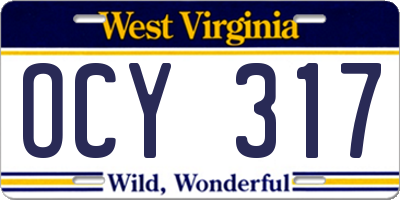 WV license plate OCY317