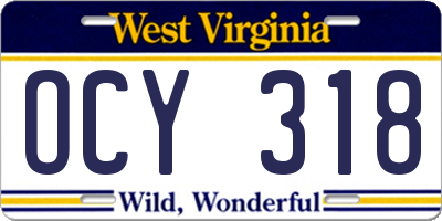 WV license plate OCY318