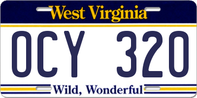 WV license plate OCY320