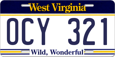 WV license plate OCY321