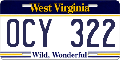 WV license plate OCY322