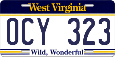 WV license plate OCY323