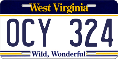 WV license plate OCY324