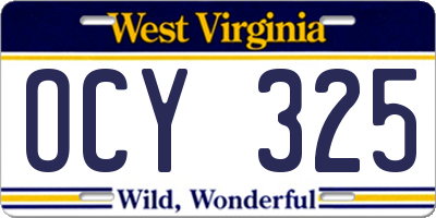 WV license plate OCY325