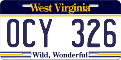 WV license plate OCY326