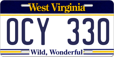 WV license plate OCY330