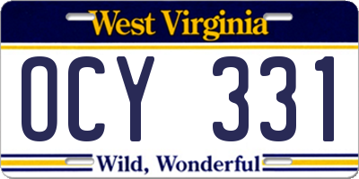 WV license plate OCY331
