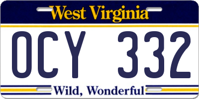 WV license plate OCY332