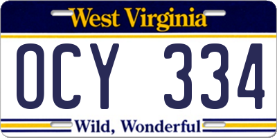WV license plate OCY334