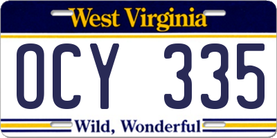 WV license plate OCY335