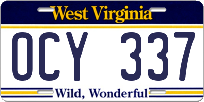 WV license plate OCY337