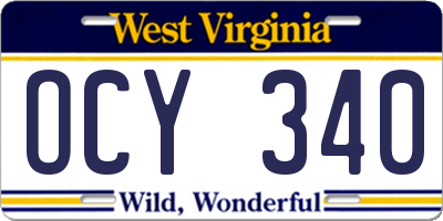 WV license plate OCY340