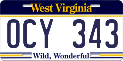WV license plate OCY343