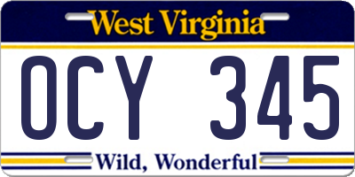 WV license plate OCY345