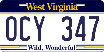 WV license plate OCY347