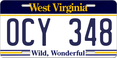 WV license plate OCY348
