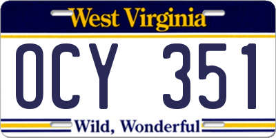 WV license plate OCY351