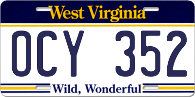 WV license plate OCY352
