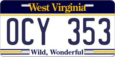 WV license plate OCY353