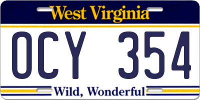 WV license plate OCY354