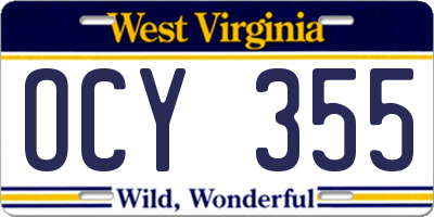 WV license plate OCY355