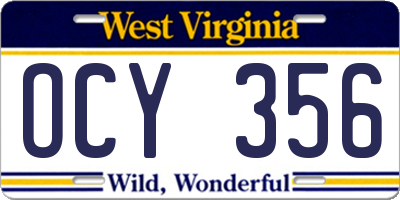 WV license plate OCY356