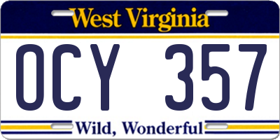 WV license plate OCY357