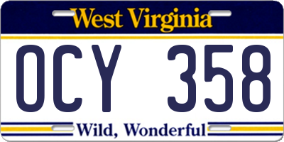 WV license plate OCY358