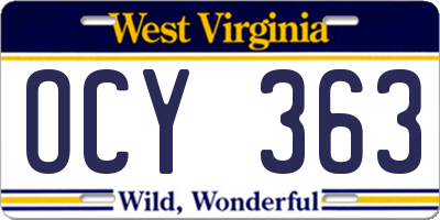 WV license plate OCY363