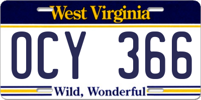 WV license plate OCY366