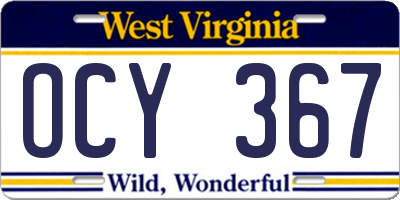 WV license plate OCY367