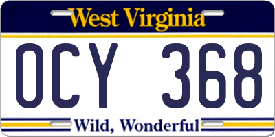 WV license plate OCY368