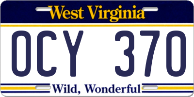 WV license plate OCY370