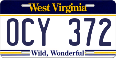 WV license plate OCY372