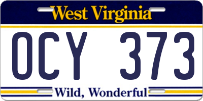 WV license plate OCY373